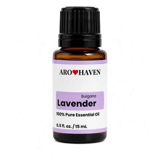 Aro Haven Lavender Bulgaria Essential Oil 0.5 fl oz (15 mL) – 100% Pure Lavandula Angustifolia Oil – GC/MS Tested, Aromatherapy Diffuser Oil, Floral Relaxing Aroma, Premium Bulgarian Essential Oil
