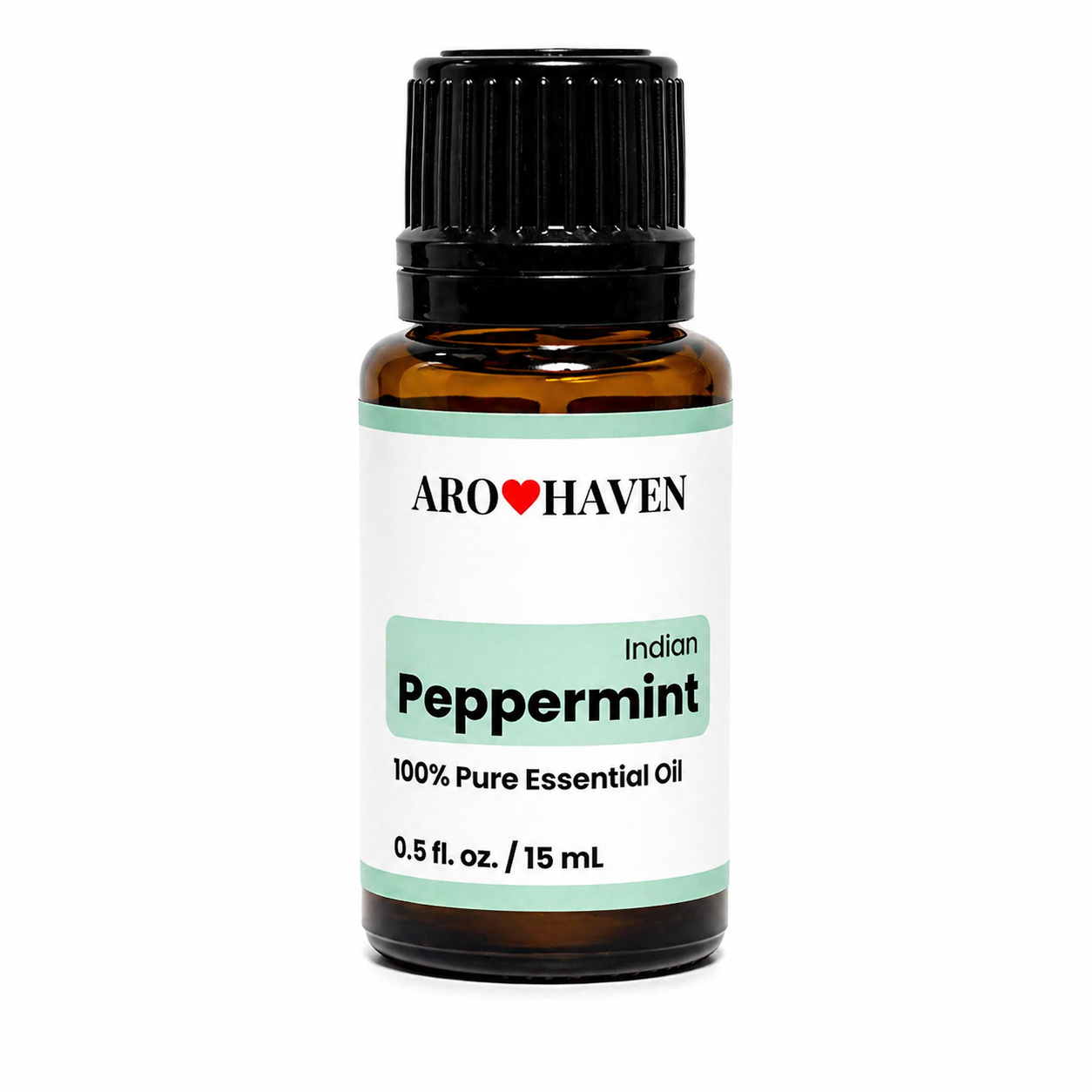 Aro Haven Peppermint Essential Oil 0.5 fl oz (15 mL) – 100% Pure Mentha Piperita Oil – GC/MS Tested, High Menthol Content, Aromatherapy Diffuser Oil, Fresh Cooling Mint Aroma, Premium Essential Oil