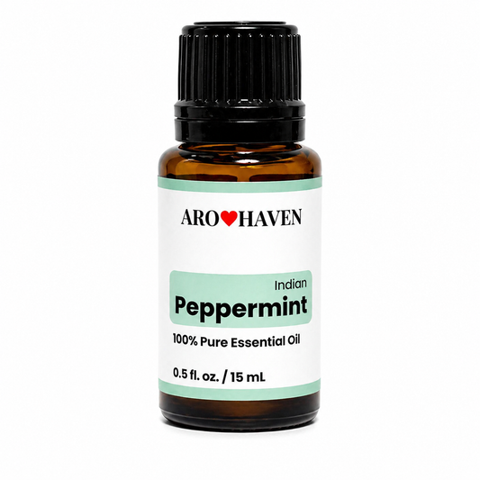 Aro Haven Peppermint Essential Oil 0.5 fl oz (15 mL) – 100% Pure Mentha Piperita Oil – GC/MS Tested, High Menthol Content, Aromatherapy Diffuser Oil, Fresh Cooling Mint Aroma, Premium Essential Oil